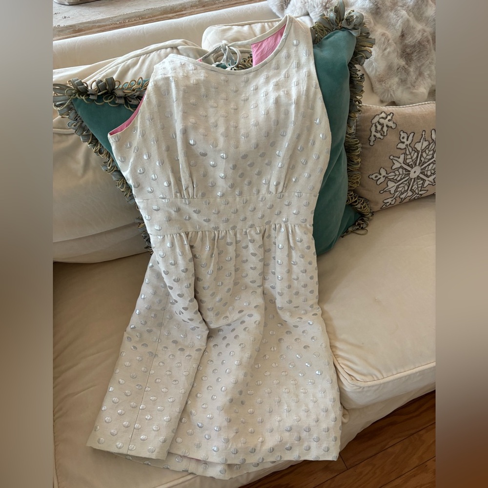Eliza J Cream and metallic Silver Polka Dot